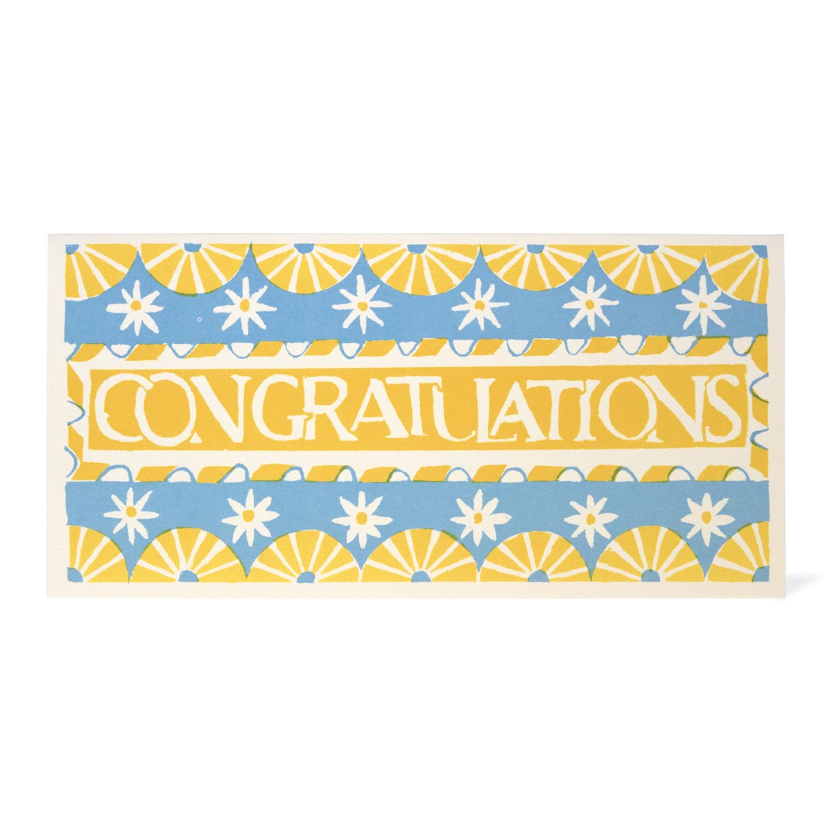 Long Congratulations Greeting Card - Blue & Yellow Pattern