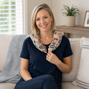 Aromatherapy Heat & Cold Neck Wrap - Gold/Aqua Garden on Navy