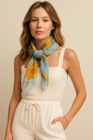 Springtime Floral Pleated Scarf