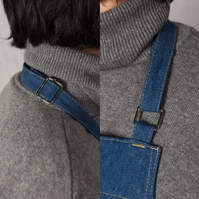 Chef Apron - Stonewash Denim Adjustable Neck Detail