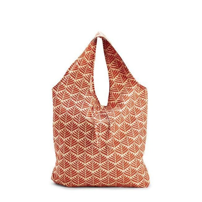 Colorful Block-Printed Cotton Market Tote Bag Red