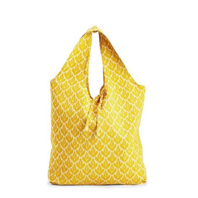 Colorful Block-Printed Cotton Market Tote Bag Yellow