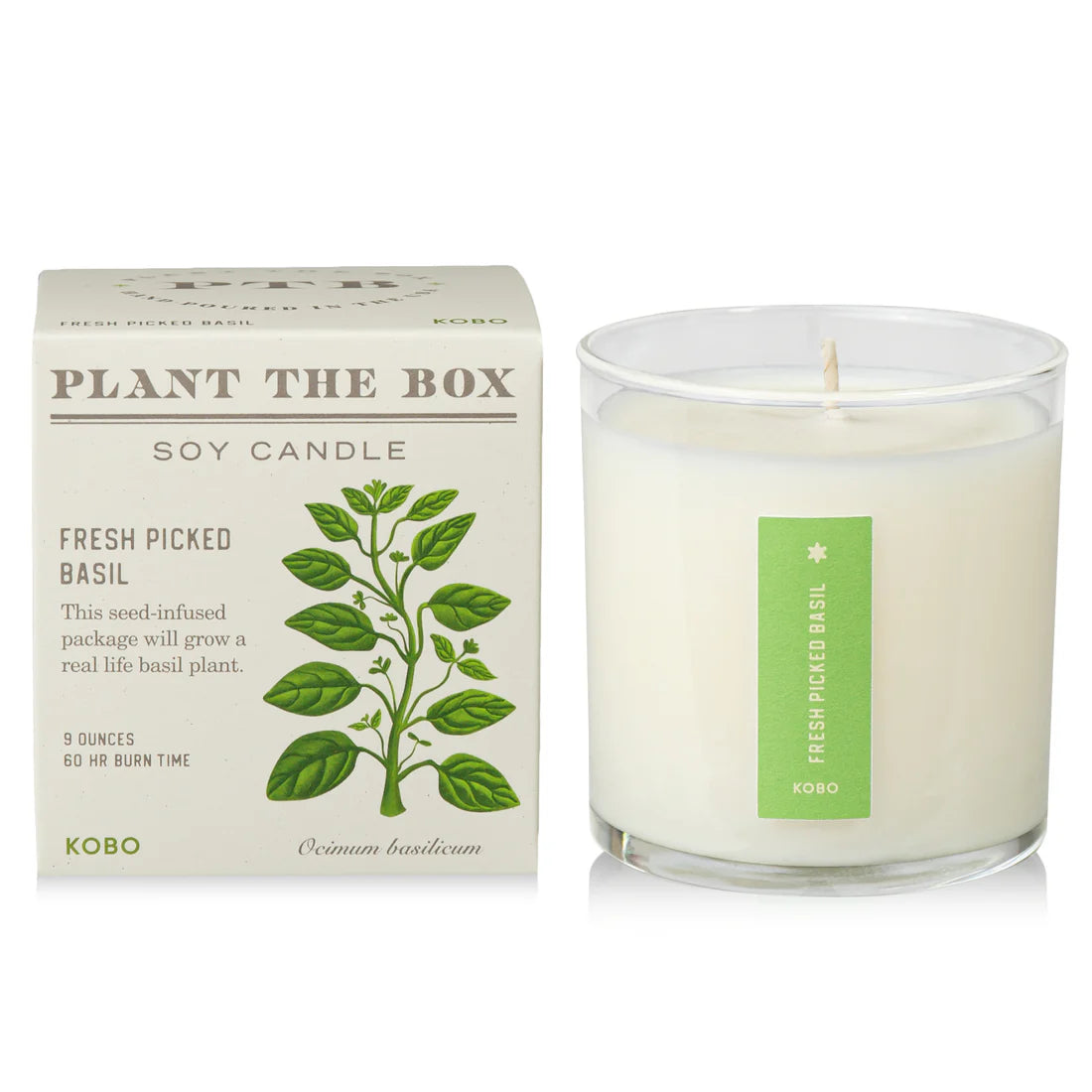 Fresh Picked Basil - Pure Soy Candle Plantable Seed-Infused Box