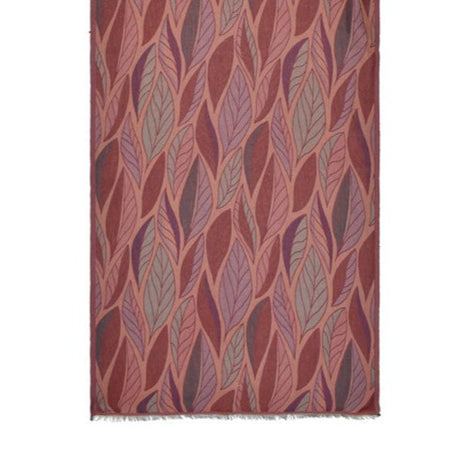 Woven Cotton Leaf Scarf - Pink/Coral