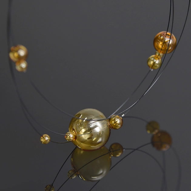 Cumulus Glass Bubble Layered Necklace - Amber Detail