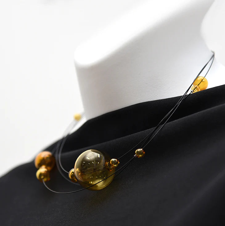 Cumulus Glass Bubble Layered Necklace - Amber
