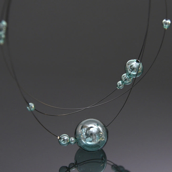Cumulus Glass Bubble Layered Necklace - Aqua