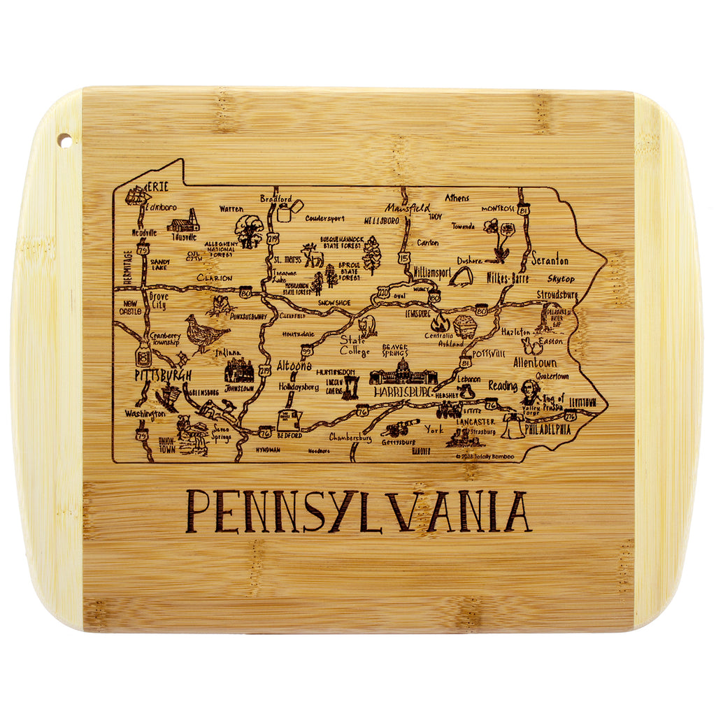 Pennsylvania Etched Bamboo Cheese Board