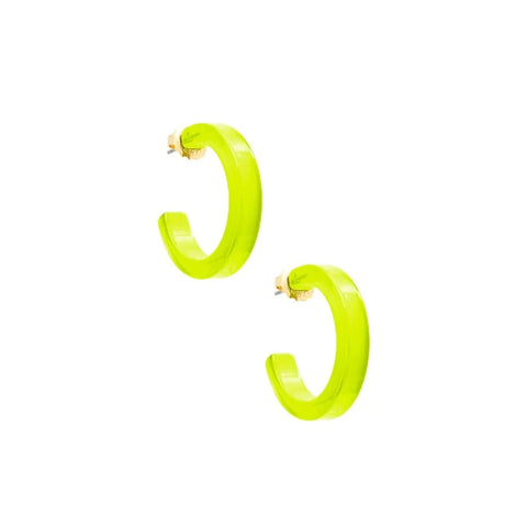 Daphne Resin Hoop Earrings - Lime