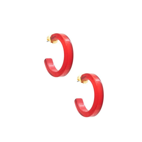 Daphne Resin Hoop Earrings - Red