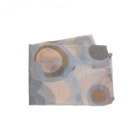 Overlapping Circle Collage Modern Print Lightweight Scarf - Neutrals/Pastels Folded