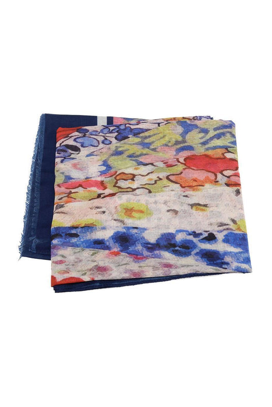 Kaleidoscope Framed Floral Scarf - Blue