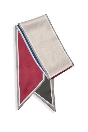 Contrast Edge Color Block Twilly Scarf - Red/Blue