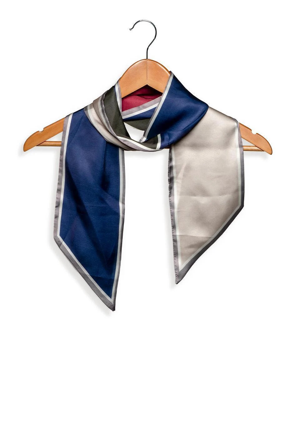 Contrast Edge Color Block Twilly Scarf - Red/Blue