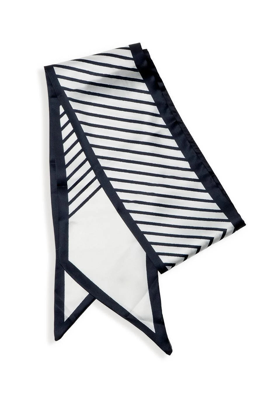 Contrast Edge Angled Stripes Twilly Scarf - Black/White