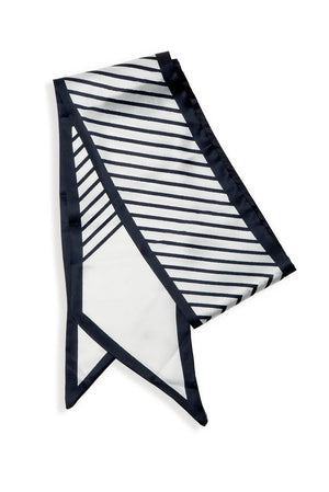 Contrast Edge Angled Stripes Twilly Scarf - Black/White