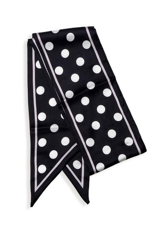 Polka Dot Reversible Twilly Scarf - Black and White