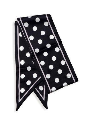 Polka Dot Reversible Twilly Scarf - Black and White