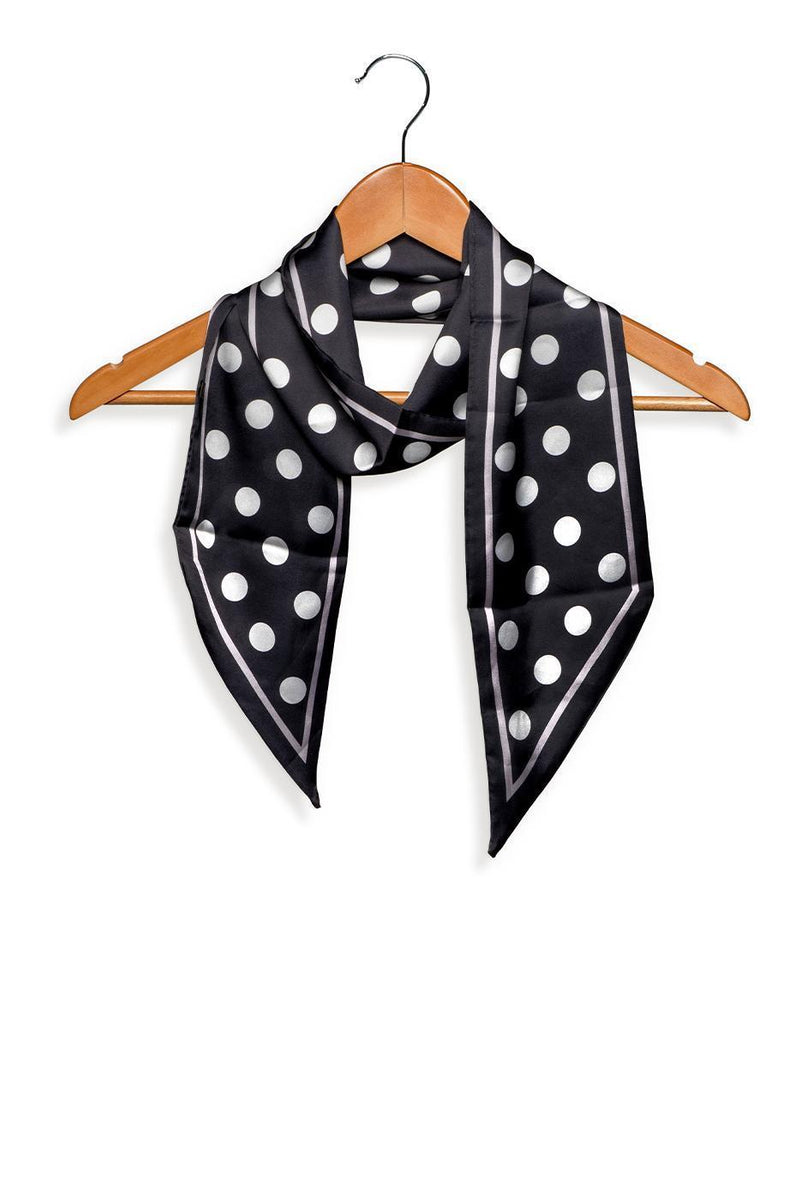 Polka Dot Reversible Twilly Scarf - Black and White