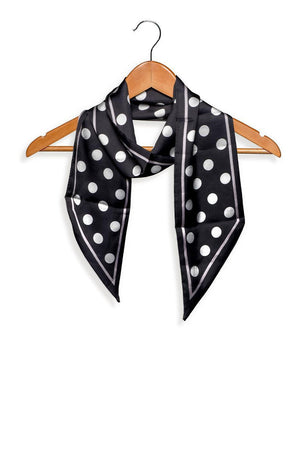 Polka Dot Reversible Twilly Scarf - Black and White