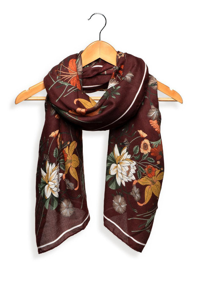 Classical Garden Printed Scarf - Wine