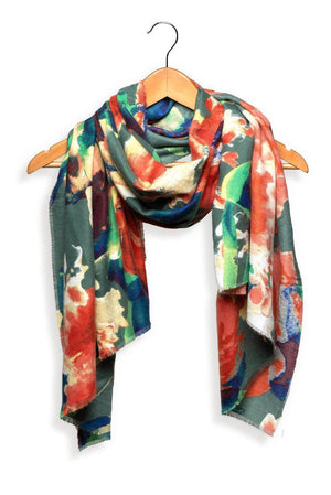 Large Rose Blooms Scarf - Multi
