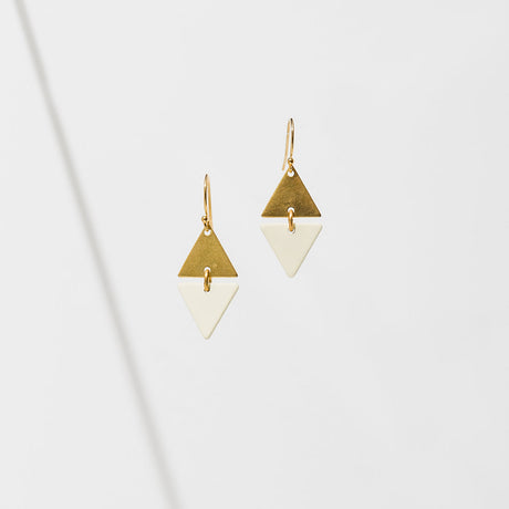 Two Tone Alta Triangle Dangle Earrings Cream