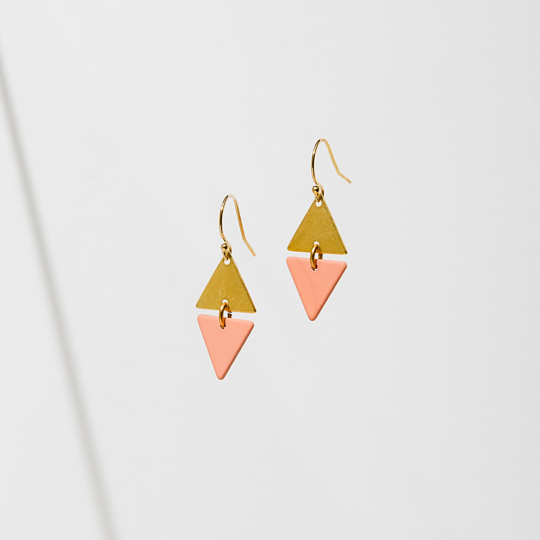 Two Tone Alta Triangle Dangle Earrings Pink