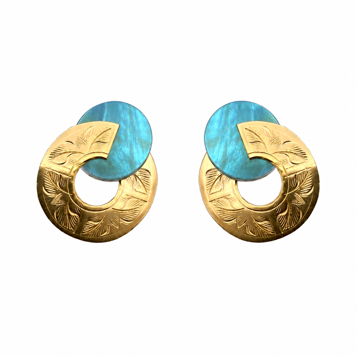 Etched Broken Circle Shell Earrings