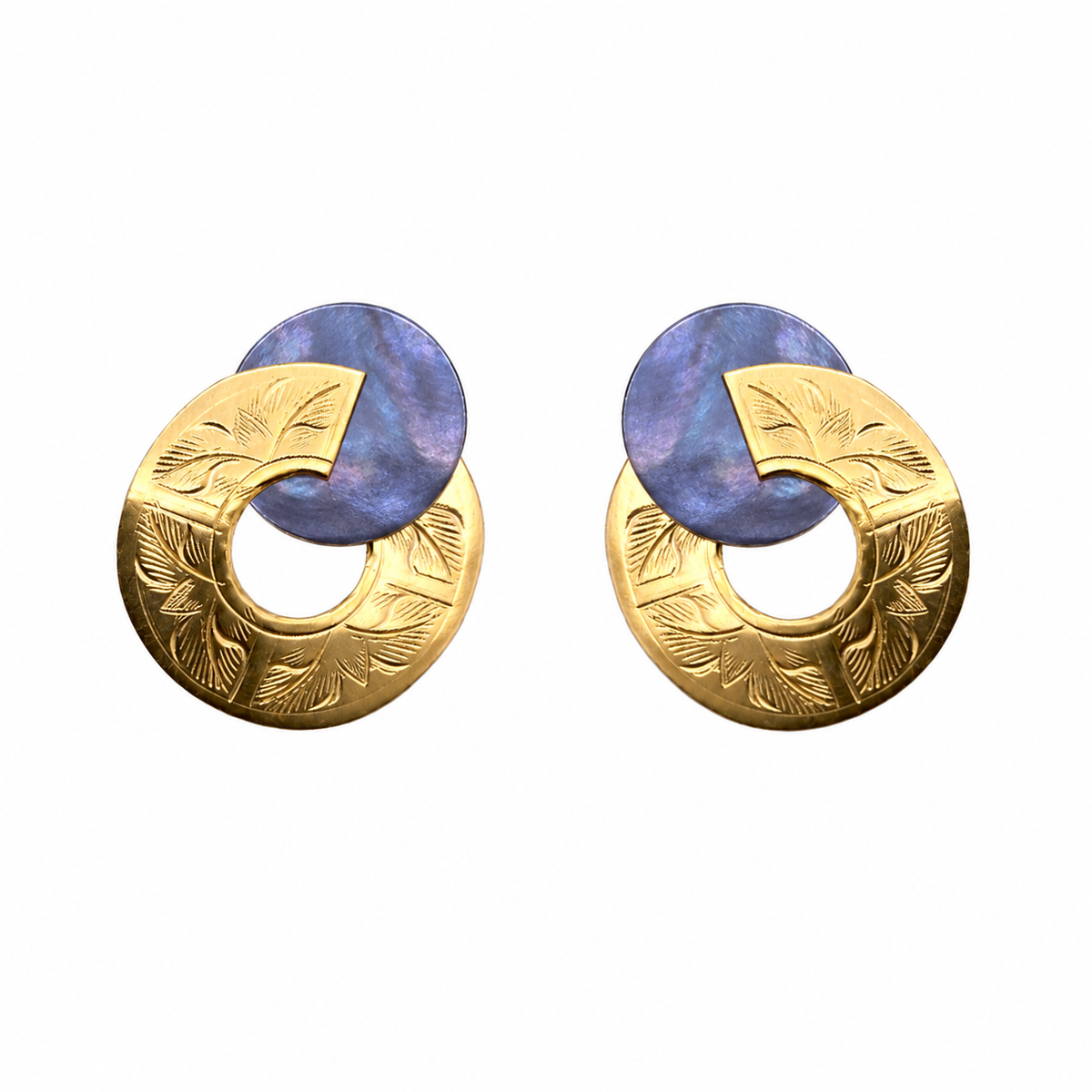 Etched Broken Circle Shell Earrings
