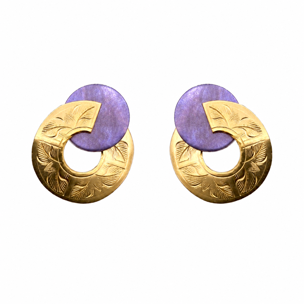 Etched Broken Circle Shell Earrings