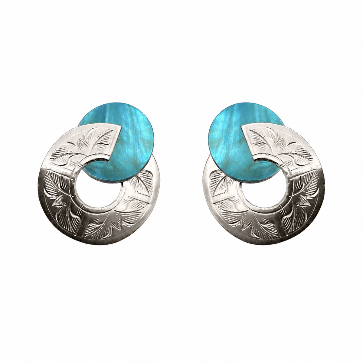 Etched Broken Circle Shell Earrings