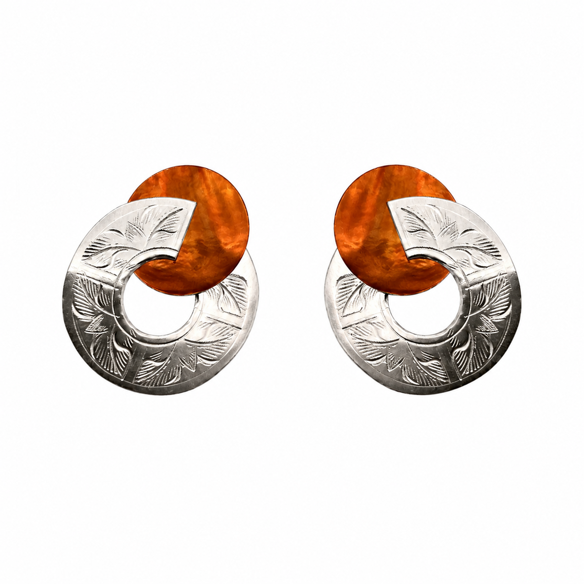 Etched Broken Circle Shell Earrings