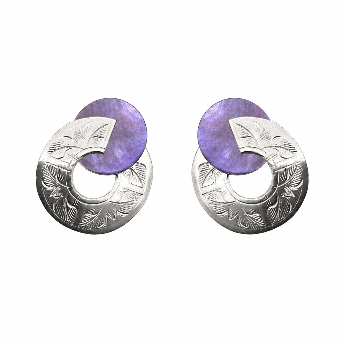 Etched Broken Circle Shell Earrings