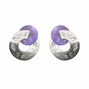 Etched Broken Circle Shell Earrings