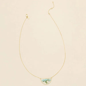 Pressed Flower Necklace - Gold - Blue Baby's Breath