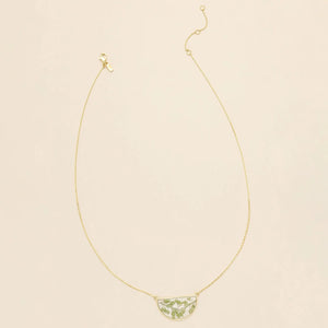 Pressed Flower Necklace - Gold - Green Peppergrass