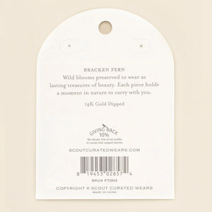 Pressed Flower Threader Earrings - Gold - Green Bracken Fern