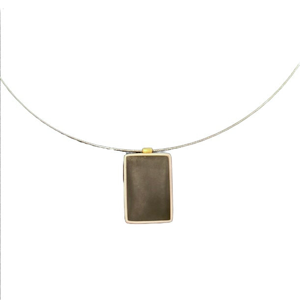 Rectangle Pendant Necklace - Gold & White Backside Detail of Pendant