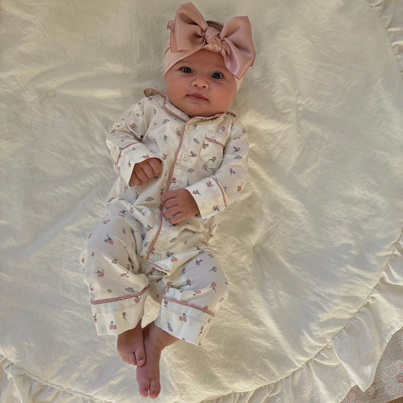 Satin Bow Baby Headband - Antique Pink