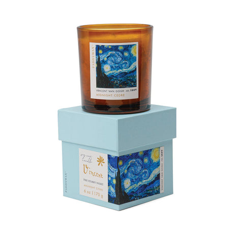 Impressionist 6oz Soy Candle in Gift Box Vincent Van Gogh Midnight Cedre