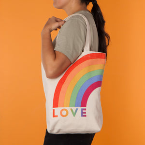 Love is Love Rainbow Everyday Cotton Canvas Tote Bag