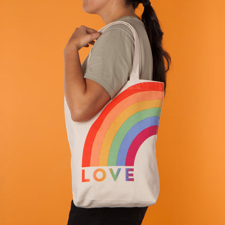 Love is Love Rainbow Everyday Cotton Canvas Tote Bag