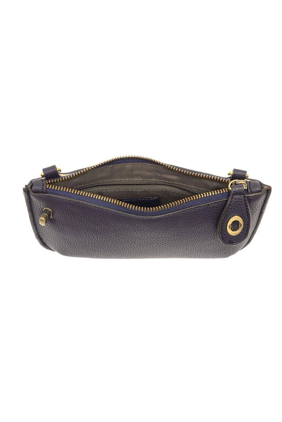 Vegan Leather Mini Crossbody Clutch - Navy