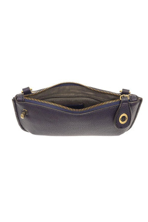 Vegan Leather Mini Crossbody Clutch - Navy
