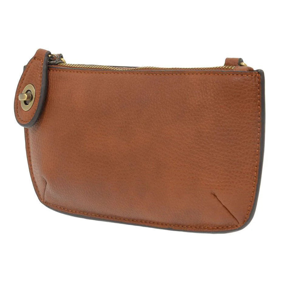 Vegan Leather Mini Crossbody Clutch - Dark Maple