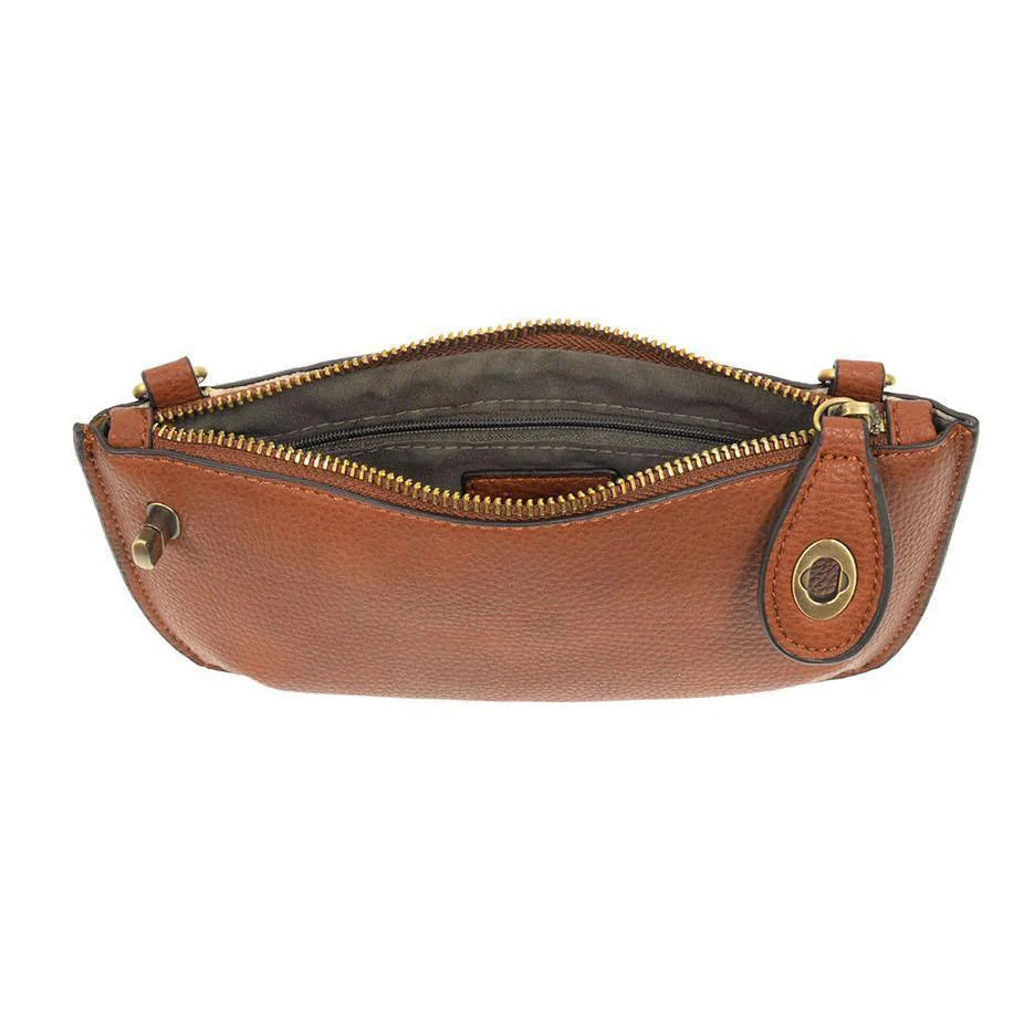 Vegan Leather Mini Crossbody Clutch - Dark Maple