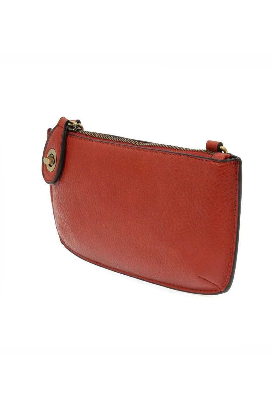 Vegan Leather Mini Crossbody Clutch - Cherry Red