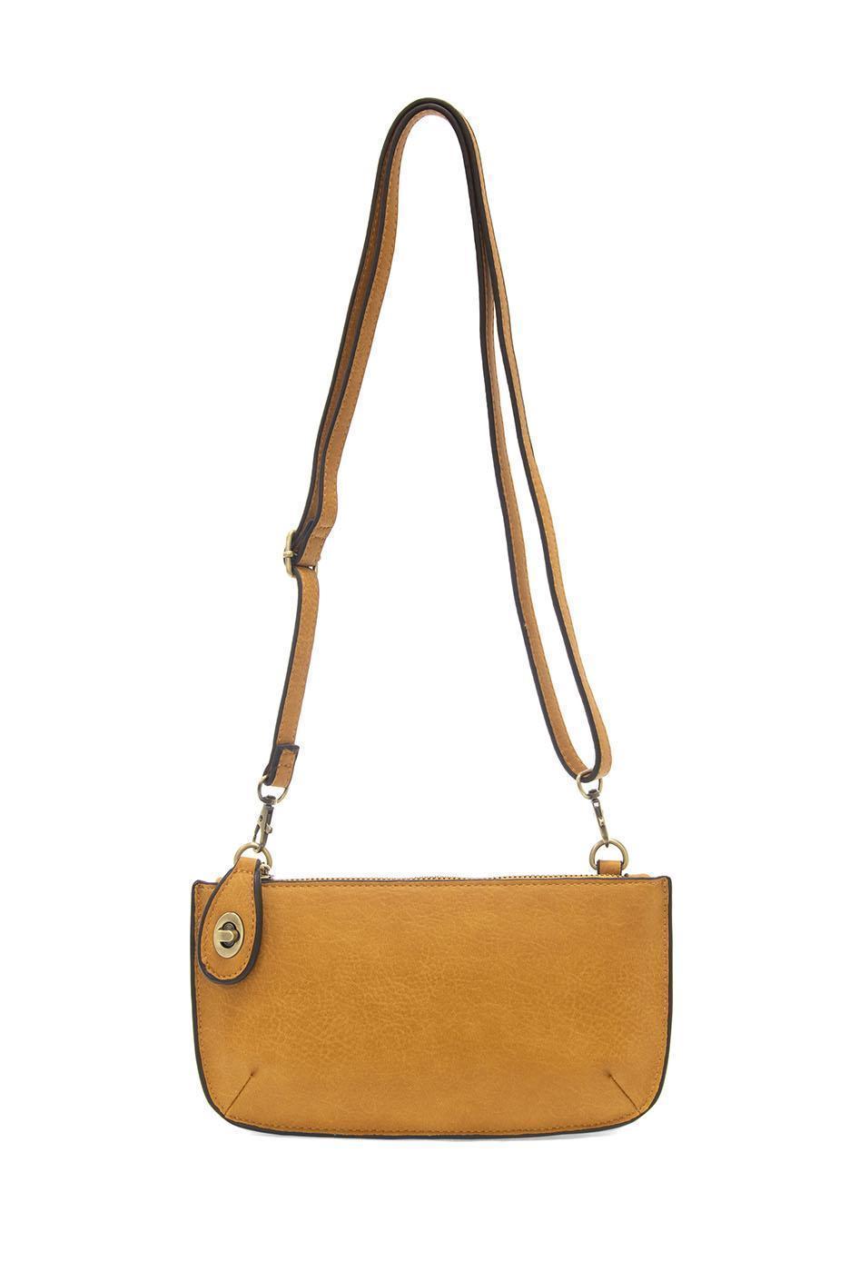 Vegan Leather Mini Crossbody Clutch - Honey