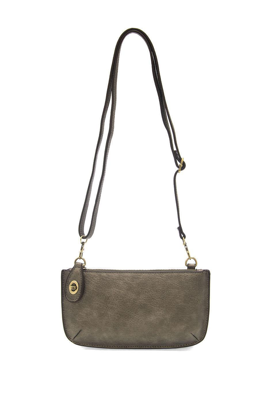 Vegan Leather Mini Crossbody Clutch - Metallic Dark Chrome